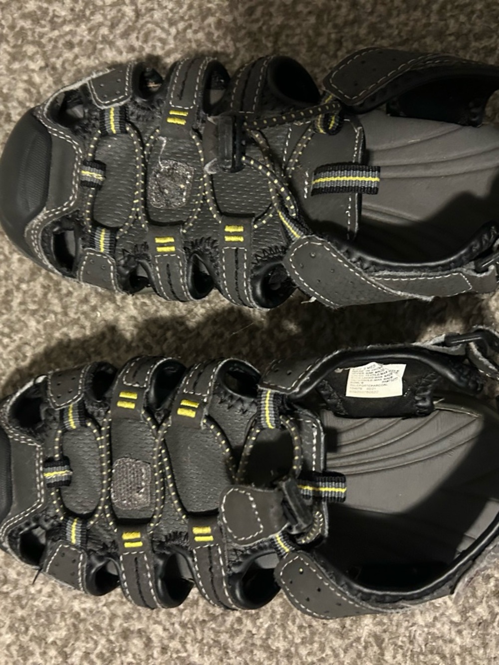 Kids Closed-Toe Sport Sandals - Black with Yellow Accents size 2